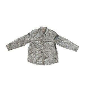 Chicos Womens Shirt Gray Leopard Print Coolmax Long Sleeve Button Up Size 3